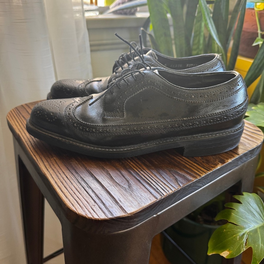 Stuart‎ McGuire Black Leather Longwing Brogue Spring-Step Cushion Shoes 7.5